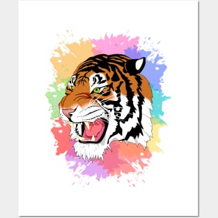 Colorful rockstar tiger Posters and Art